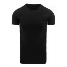 Pánské černé tričko s potiskem a kulatým výstřihem