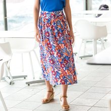 Blancheporte Dlouhá nařasená sukně s potiskem modrá/červená 36