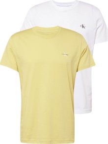 Calvin Klein Jeans Tričko světle žlutá / šedobéžová / černá / offwhite