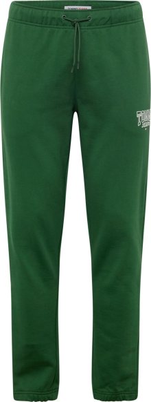 Tommy Jeans Kalhoty trávově zelená / bílá