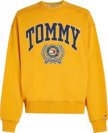 Tommy Jeans Mikina námořnická modř / šafrán / tmavě zelená / bílá