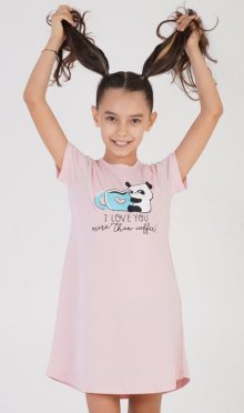 Dětská noční košile s krátkým rukávem Vienetta Secret Panda | světle lososová | 15 - 16