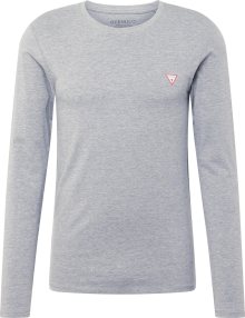 GUESS Tričko šedý melír / červená / offwhite