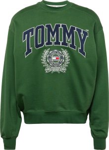 Tommy Jeans Mikina tmavě modrá / tmavě zelená / červená / bílá