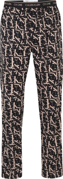 Calvin Klein Underwear Pyžamové kalhoty béžová / černá