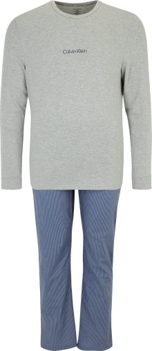 Calvin Klein Underwear Pyžamo dlouhé modrá / chladná modrá / šedý melír