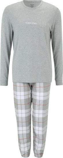 Calvin Klein Underwear Pyžamo dlouhé rezavě hnědá / světle šedá / šedý melír / bílá
