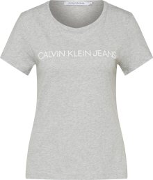 Calvin Klein Jeans Tričko \'Institutional\' šedý melír / bílá