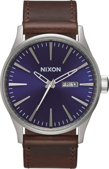 Nixon Analogové hodinky \'Sentry Leather\' modrá / hnědá / stříbrná