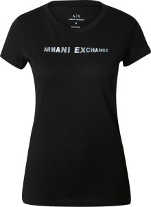 ARMANI EXCHANGE Tričko černá / stříbrná