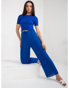 Dámské kalhoty pruhované pletené CAROLINE kobaltově modré 