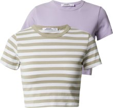 Cotton On Tričko khaki / světle fialová / bílá