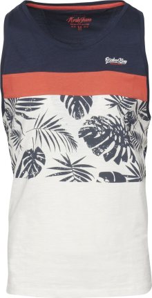 KOROSHI Tričko námořnická modř / rezavě hnědá / bílá