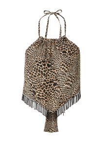 Nasty Gal Top světle hnědá / černá / bílá