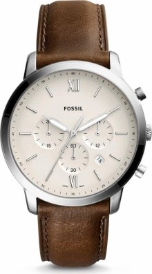 FOSSIL Analogové hodinky světle béžová / hnědá / stříbrná