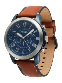 FOSSIL Analogové hodinky \'Grant FS5151\' modrá / hnědá / stříbrná