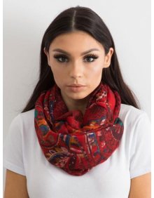 Tmavě červený vzdušný šátek s lidovými vzory