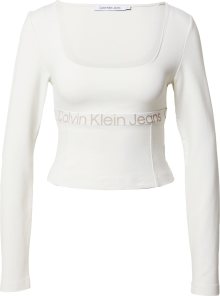 Calvin Klein Jeans Tričko \'MILANO\' tmavě béžová / bílá