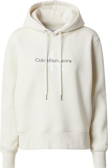 Calvin Klein Jeans Mikina tmavě šedá / offwhite / přírodní bílá