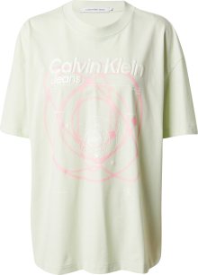 Calvin Klein Jeans Tričko \'GALAXY\' pastelově zelená / světle růžová / bílá