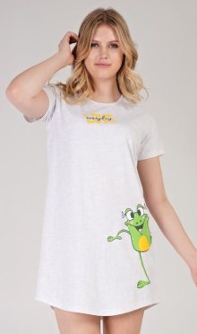 Dámská noční košile s krátkým rukávem Vienetta Secret Frog | světle šedá | S