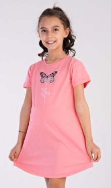 Dětská noční košile s krátkým rukávem Vienetta Secret Motýlek | lososová | 3 - 4