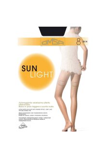 Dámské samodržící punčochy Omsa Sun Light 8 den béžová přírodní/odd.béžová 3-M
