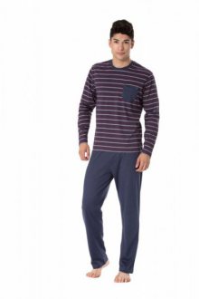 Pánské pyžamo Rossli SAM-PY-096 XXL tmavě modrá/vzor