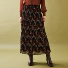 Blancheporte Plisovaná sukně s potiskem květin z recyklovaného polyesteru (1), pro malou post černá/karamelová 40