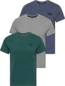 Tričko Superdry kouřově modrá / šedá / zelená