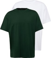 Tričko Weekday tmavě zelená / bílá