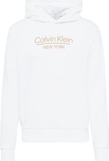 Mikina Calvin Klein tmavě béžová / bílá