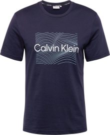 Tričko Calvin Klein námořnická modř / azurová / bílá