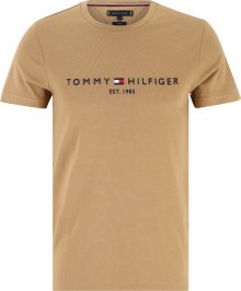 Tričko Tommy Hilfiger tmavě béžová / námořnická modř / vínově červená / bílá