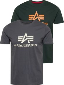 Tričko alpha industries šedá / jedle / jasně oranžová / bílá