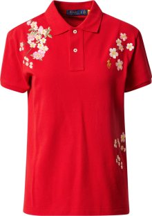 Tričko Polo Ralph Lauren zlatá / světle růžová / ohnivá červená / bílá