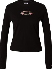 Tričko Tommy Jeans béžová / světle růžová / černá