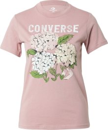 Tričko Converse zelená / starorůžová / bílá
