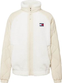 Fleecová mikina Tommy Jeans béžová / námořnická modř / červená / bílá