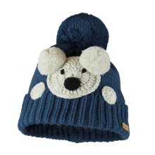 Bontis Dětská zimní čepice s háčkovaným medvídkem - Džínová | uni dětská