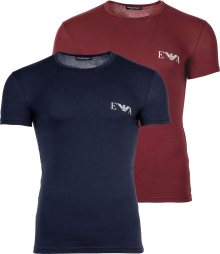 Tričko Emporio Armani marine modrá / vínově červená / bílý melír