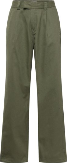 Kalhoty se sklady v pase Calvin Klein Jeans zelená