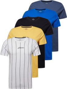 Tričko Hollister modrá / chladná modrá / světle žlutá / černá / bílá