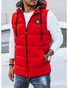 Pánská prošívaná vesta s kapucí KRISS červená