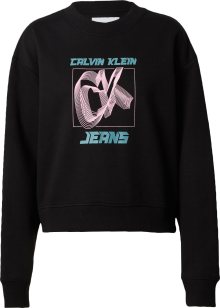 Mikina Calvin Klein Jeans modrá / růžová / černá