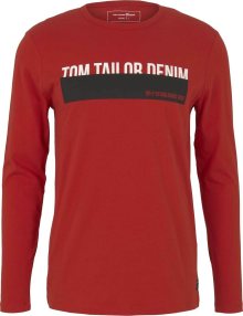 Tričko Tom Tailor Denim oranžově červená / černá / bílá