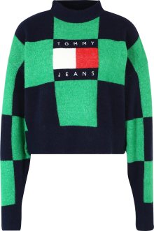 Svetr Tommy Jeans tmavě modrá / zelená / červená / bílá