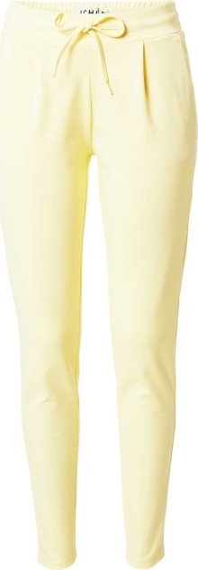 Kalhoty se sklady v pase \'KATE\' Ichi pastelově žlutá