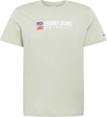 Tričko Tommy Jeans světle zelená / červená / bílá