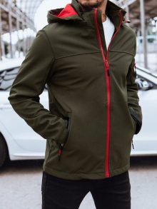 Buďchlap Trendy softshellová bunda s výraznými prvkami v khaki barvě